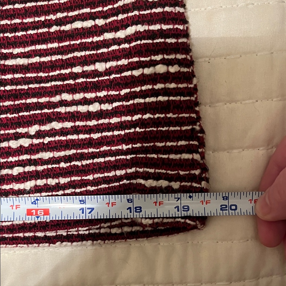 LOFT Tweed Striped M Burgundy & White Boucle Mini Pencil Skirt Sz 8P Ann Taylor - Picture 14 of 14